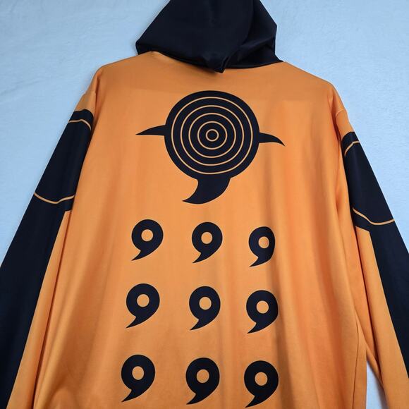 Naruto Hoodie Sweatshirt Mens Large Orange Anime Zip up 0639 - Picture 3 of 8